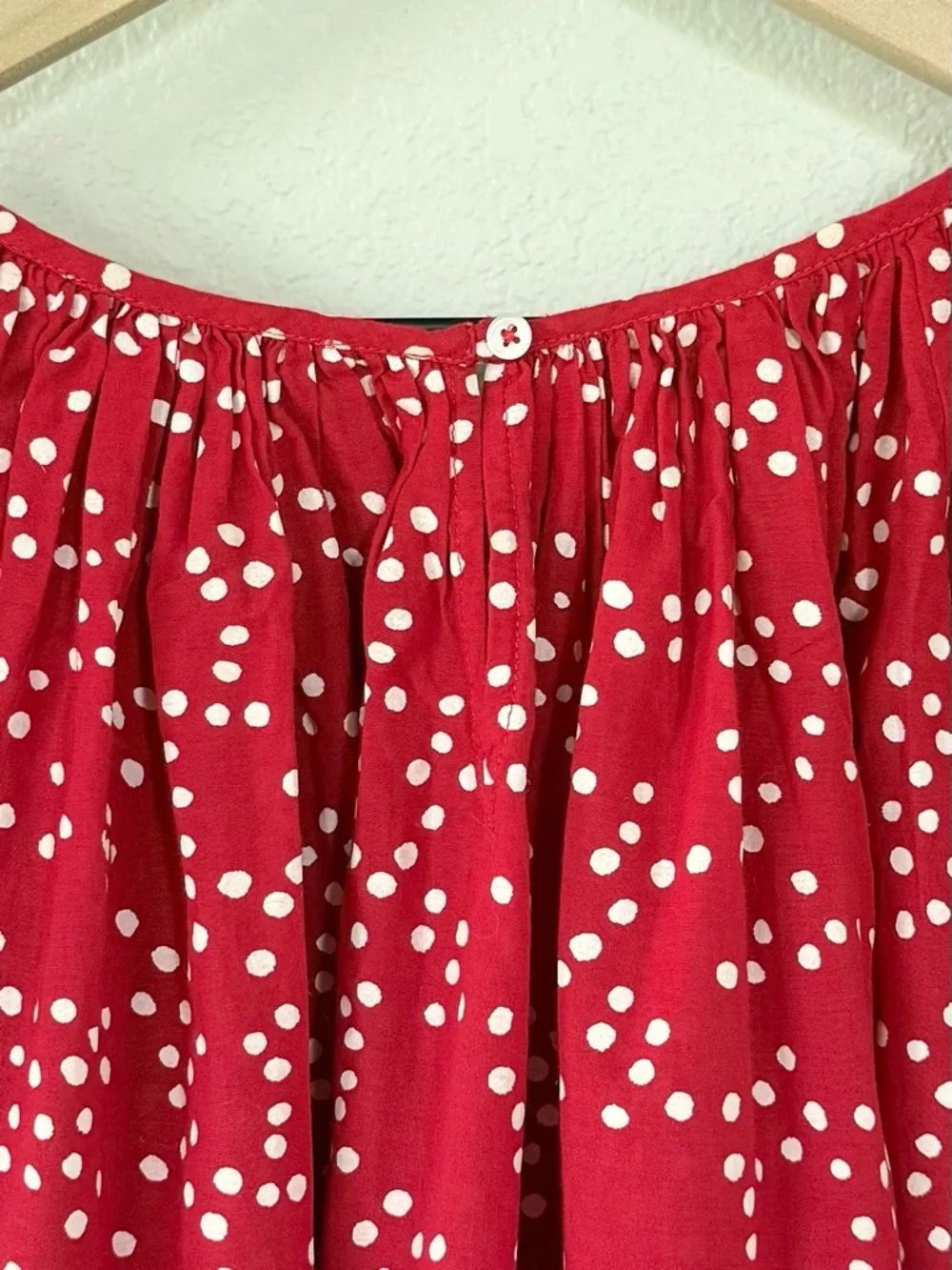 MADEWELL S Shirred Puff-Sleeve Top in Dot • Festival Red Classic Scattered Dots